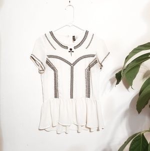 Sheer boho cream peplum blouse